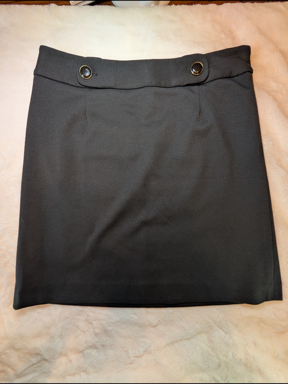 LOFT Black Pencil Skirt with Button Waist Detail Women's Size 4